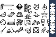Summer Beach Fun Icon Set, an Illustration by designvectx (Thumbnail 1 of 3)