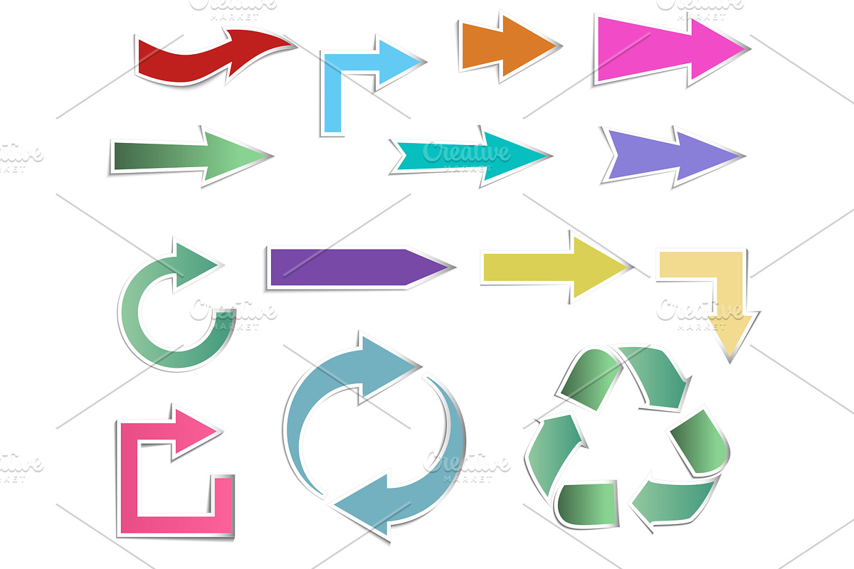 Colorful vector arrow icons and, an Object Illustration by piter.goskov