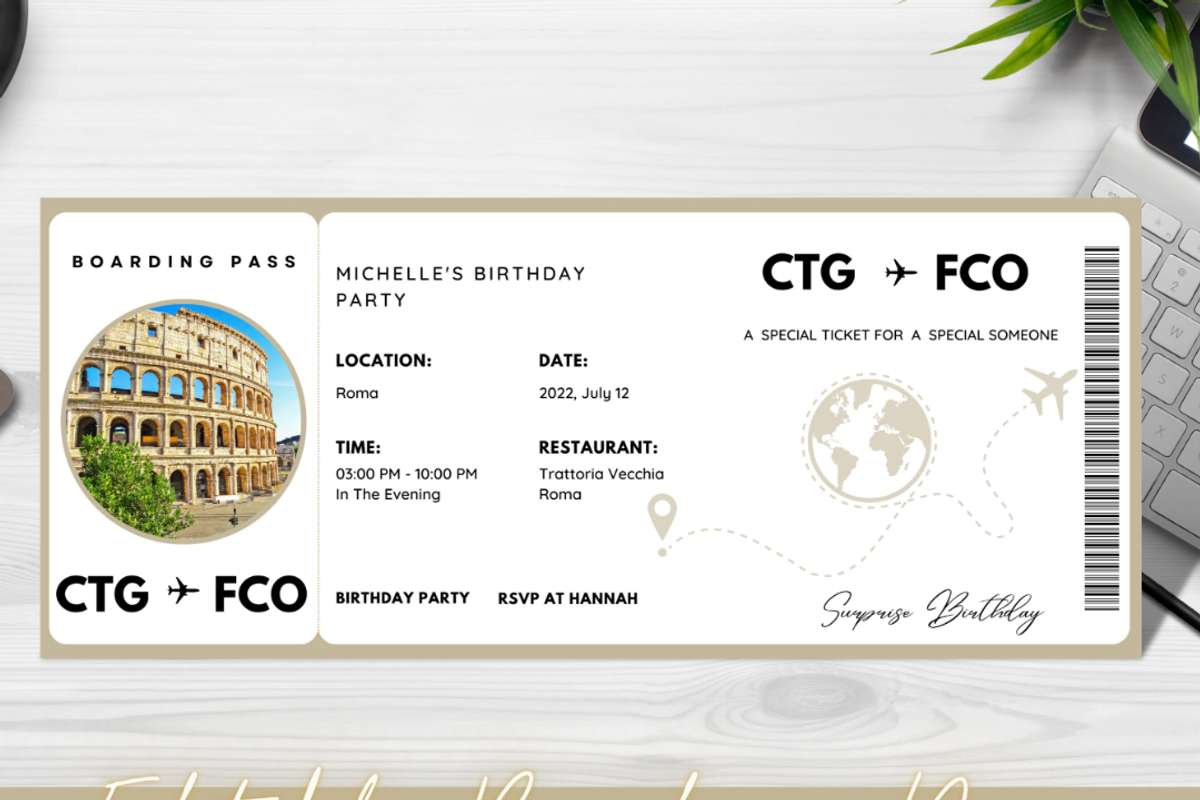 Editable Boarding Pass Template, a Card Template by YasdeyDesigns (Photo 2 of 8)