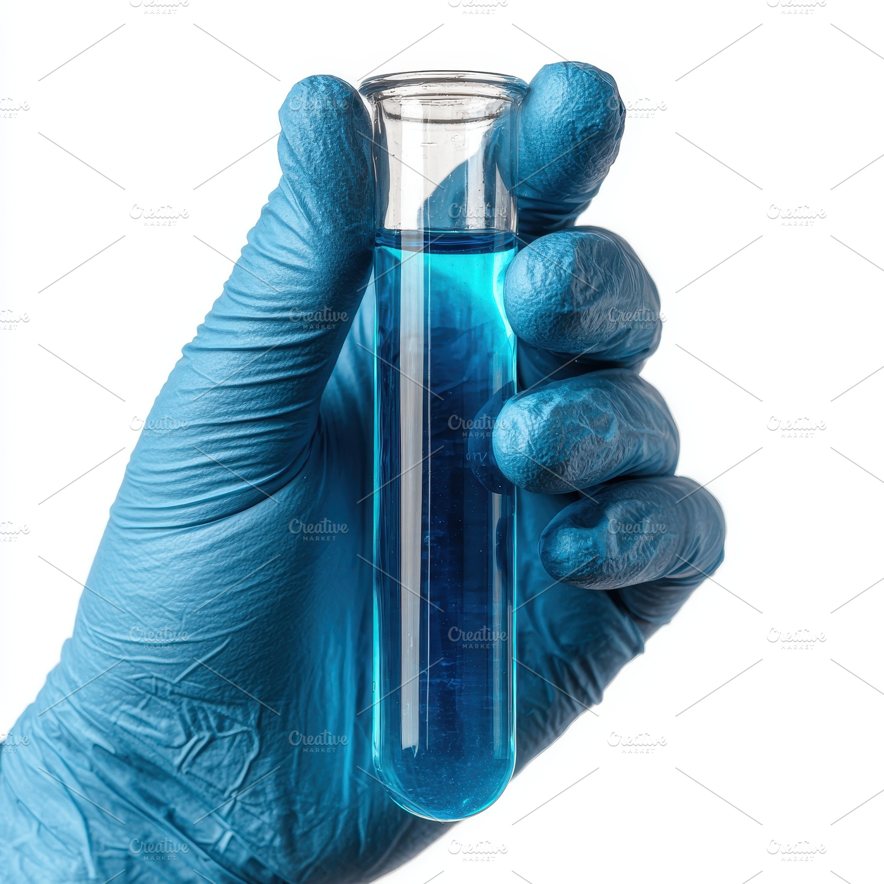 Gloved hand holding test tube with b, an Arts & Entertainment Photo by Pixeness Studio