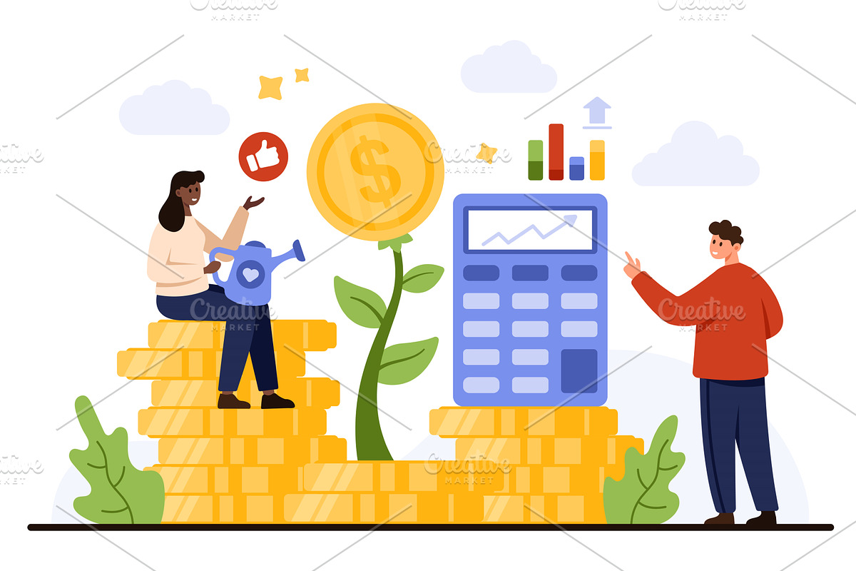 Investment Growth and Financial, a Finance Illustration by Flashvector
