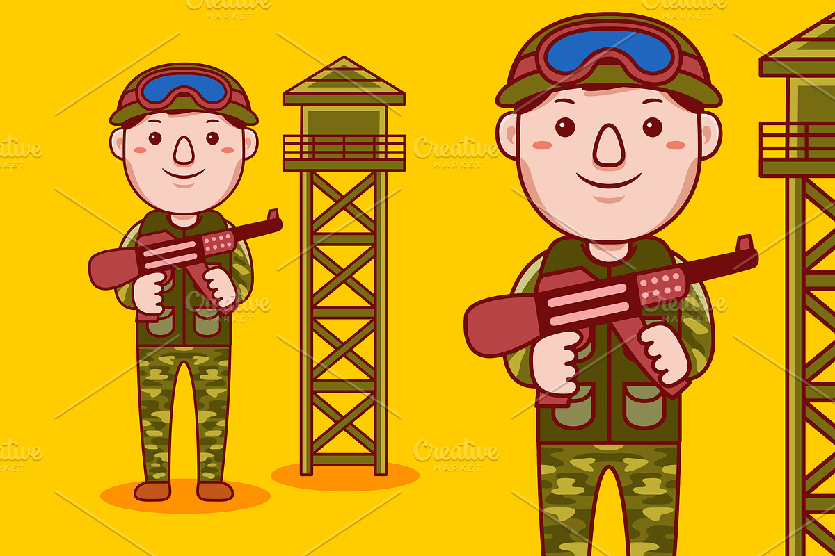Man Army Profession Cartoon Vector, a Person Illustration by MEDZ (Photo 1 of 3)