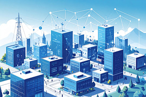 Smart city high angle view illustration, a Technology Illustration by DanFLCreativo