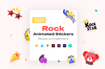 Rock Animated Stickers, an Icon by Brickclay