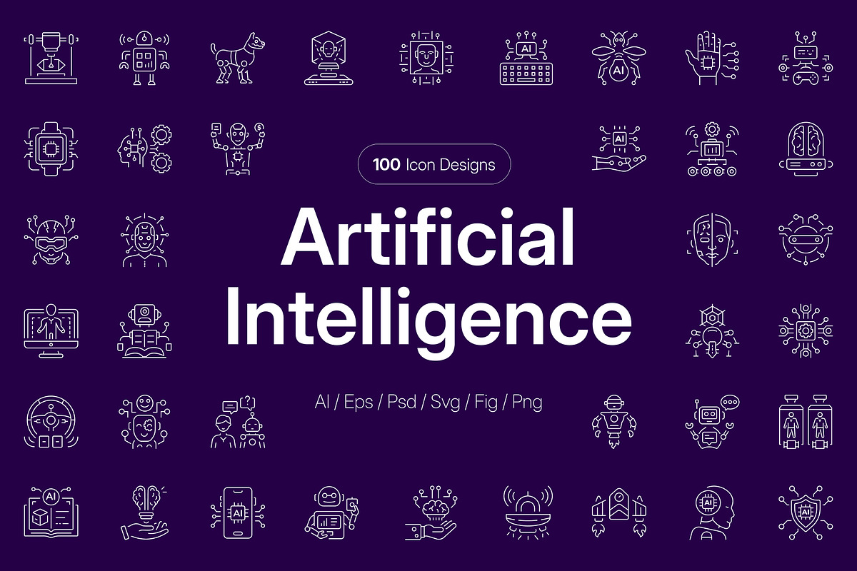 Artificial Intelligence Icon Art Set, an Outline Icon by Prosymbols (Photo 1 of 8)