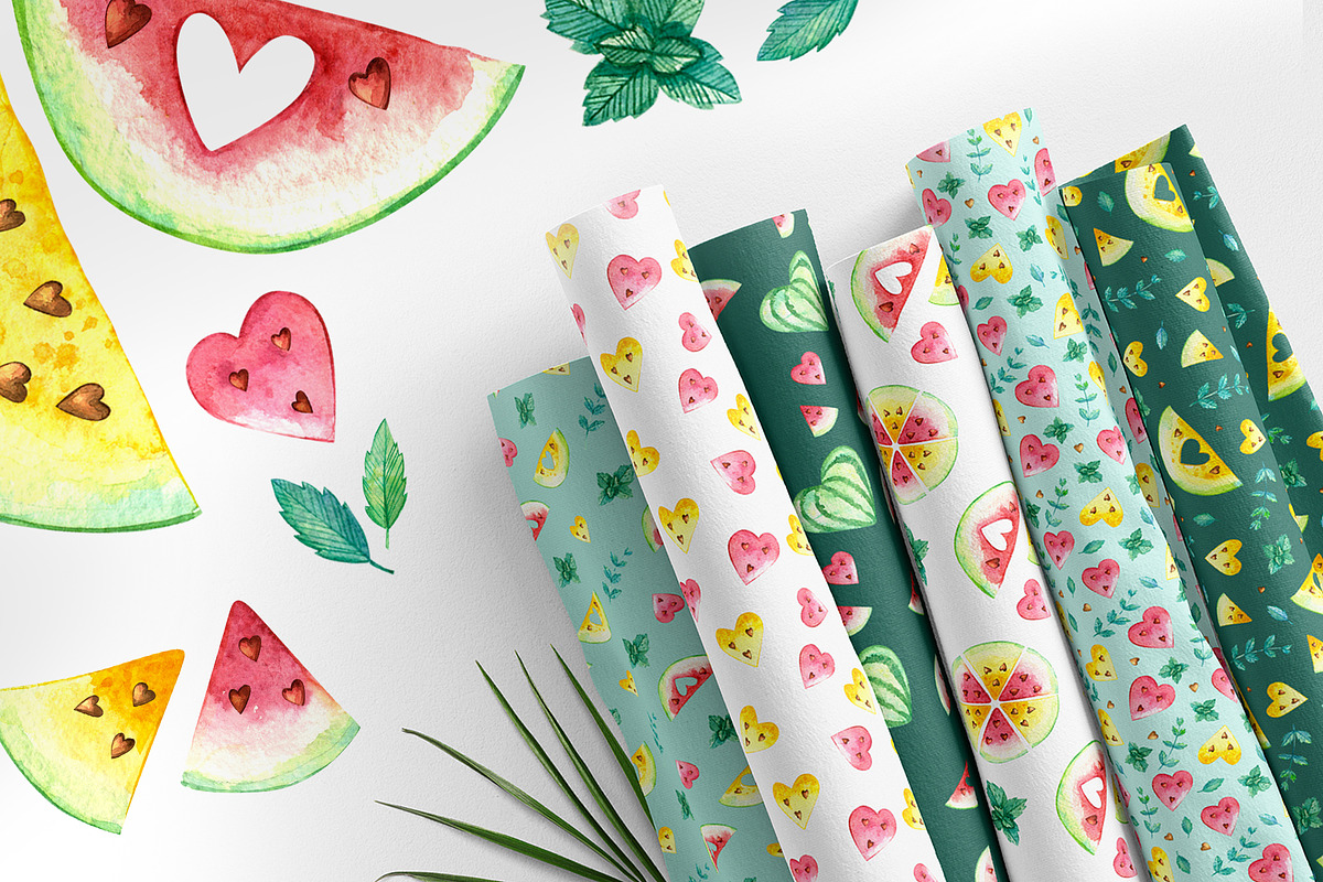 Watermelons Clipart & Patterns, a Food Illustration by Valin Malin (Photo 14 of 14)