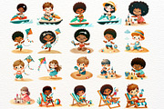 Cute Beach Children Clipart, a Seasonal Illustration by Nicolle's Colorful Art (Thumbnail 5 of 8)
