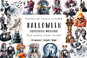 Halloween Skeletons Wedding Clipart, an Illustration by CreationArt (Thumbnail 1 of 9)