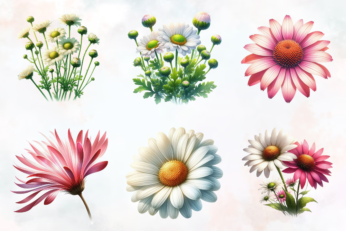 Daisy Flower Watercolor Cliparts, an Illustration by RobertsArt (Photo 4 of 7)