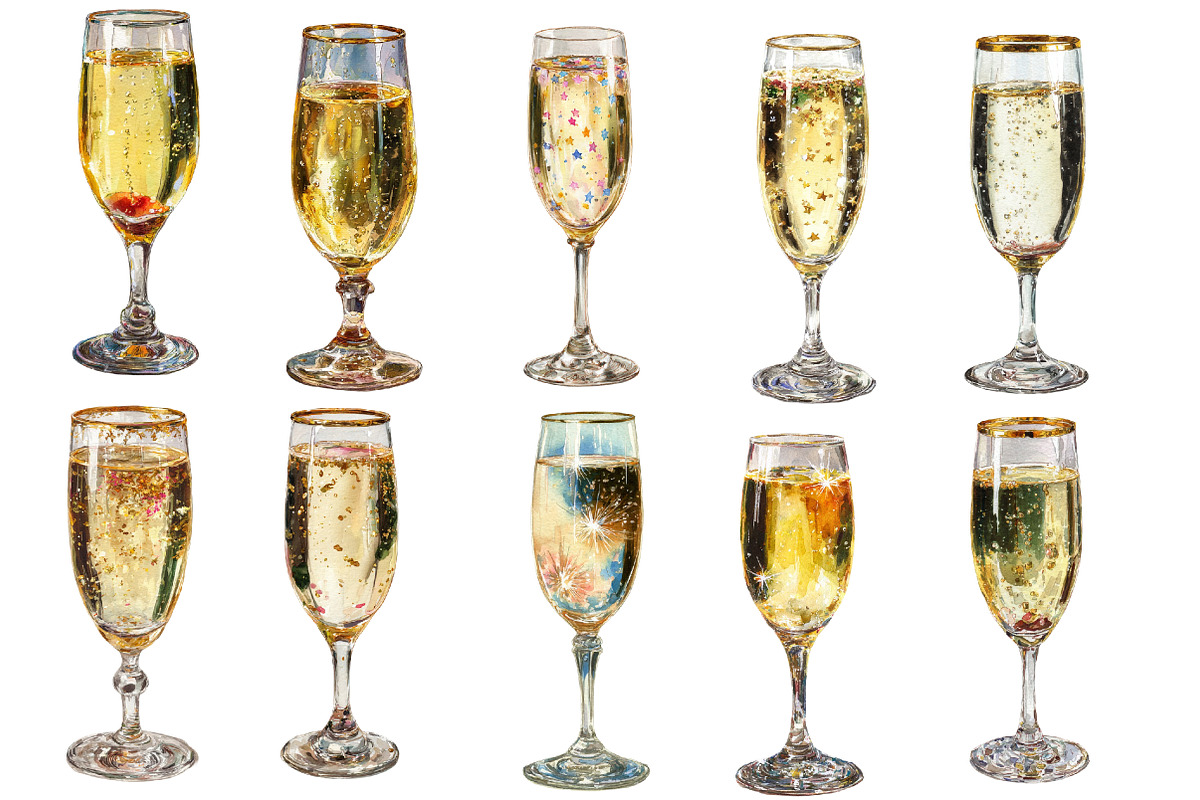 New year Champagne clipart, an Illustration by Designworld (Photo 2 of 3)