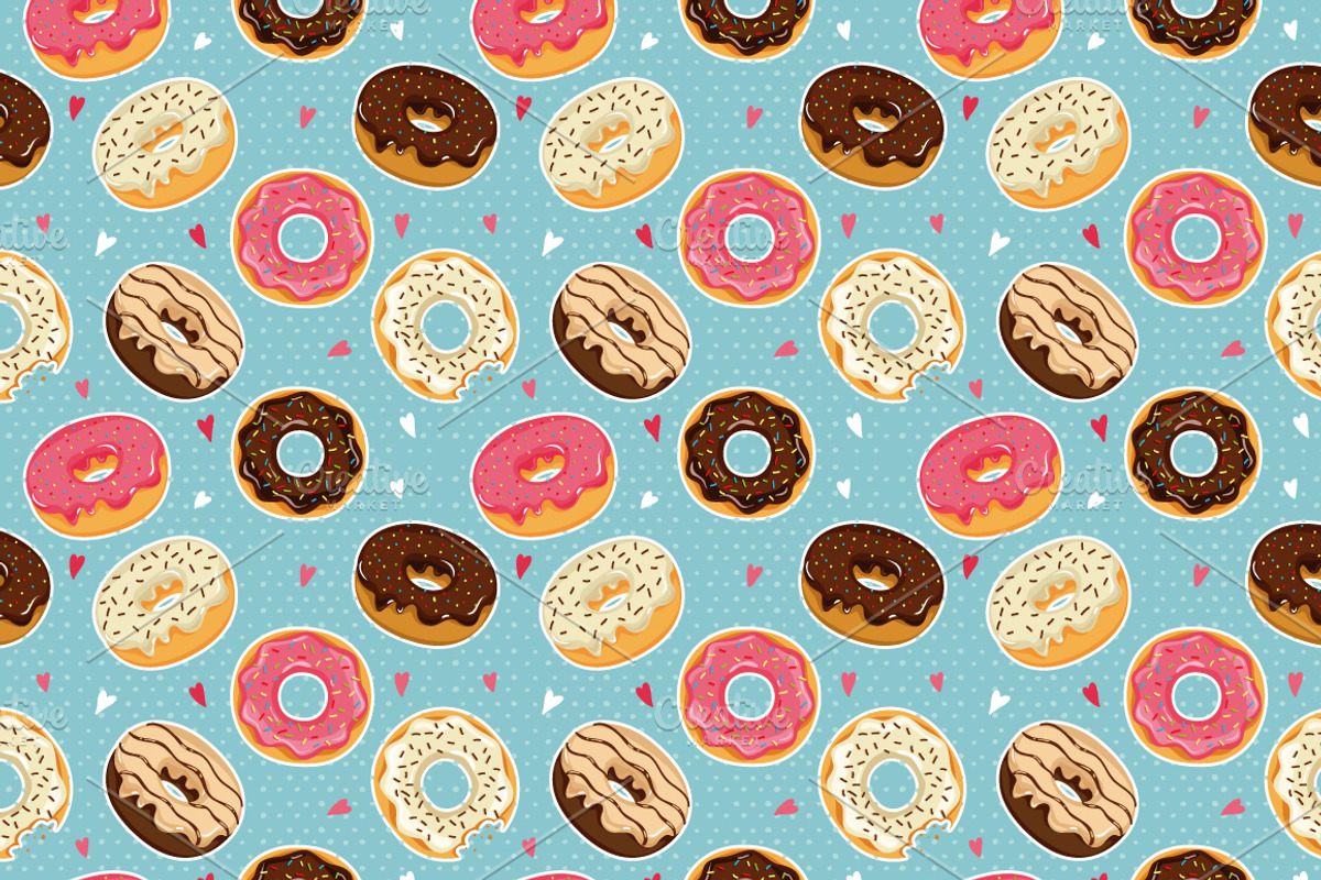 Cute donuts with colorful glazing, a Background Graphic by martynmarin (Photo 3 of 11)