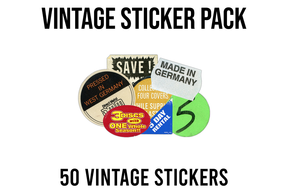 VINTAGE STICKER PACK - 50 STICKERS, an Object Graphic by Stockpile Gallery