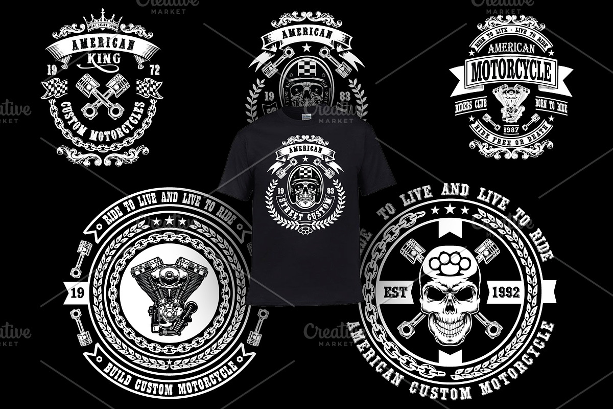 Black - MotorCycle T-Shirt Design, a Branding & Logo Template by on3stepThemes