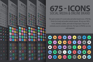 675 Social Media Icons Pack