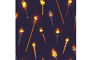 Burning torches made of stone, wood, a Texture Illustration by Vectorbuum