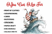 Whimsical Sailor Animals Clipart, an Animal Illustration by fashionaddict (Thumbnail 7 of 7)
