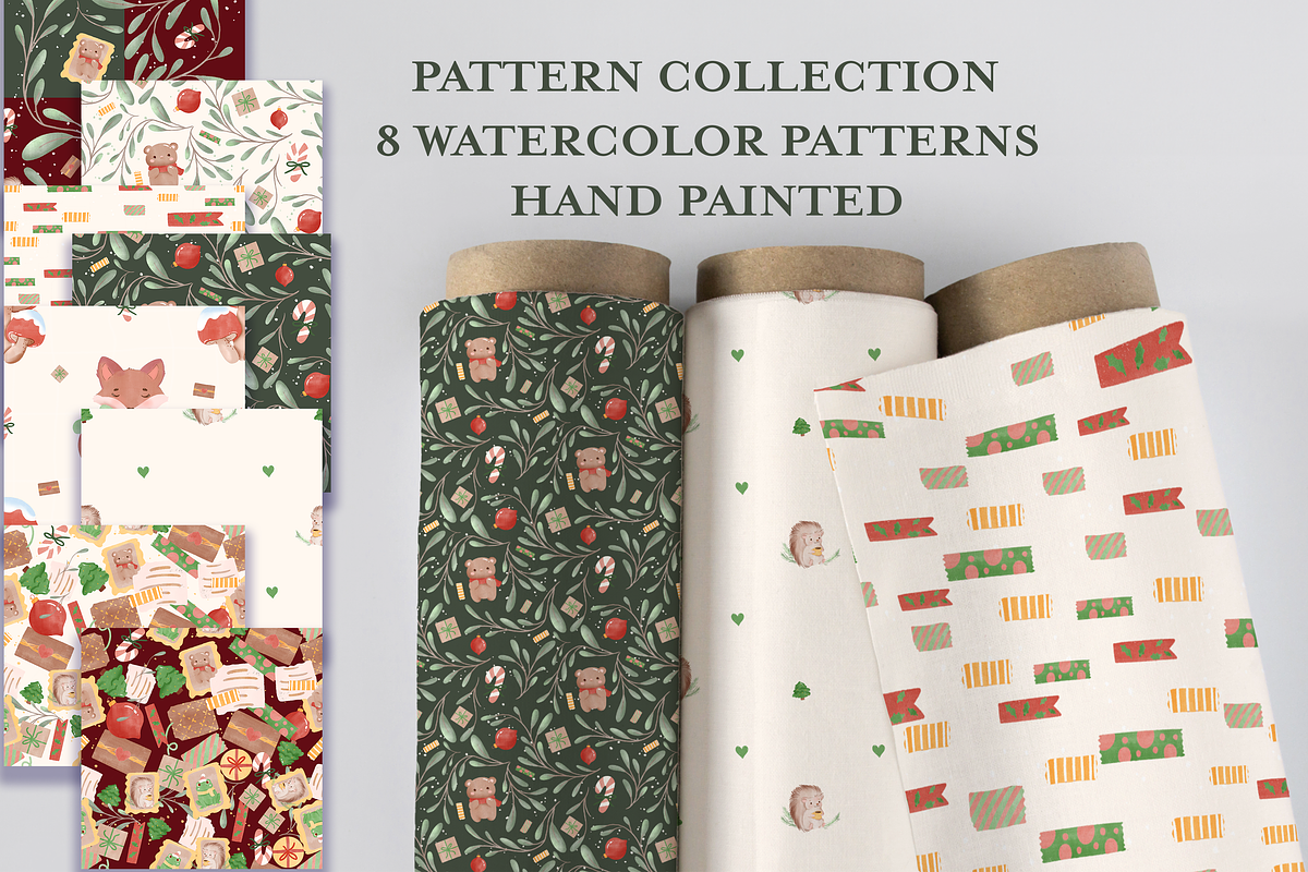 Woodland Holiday Scrapbook Patterns, a Pattern Graphic by Little Creative Scribbles (Photo 3 of 9)