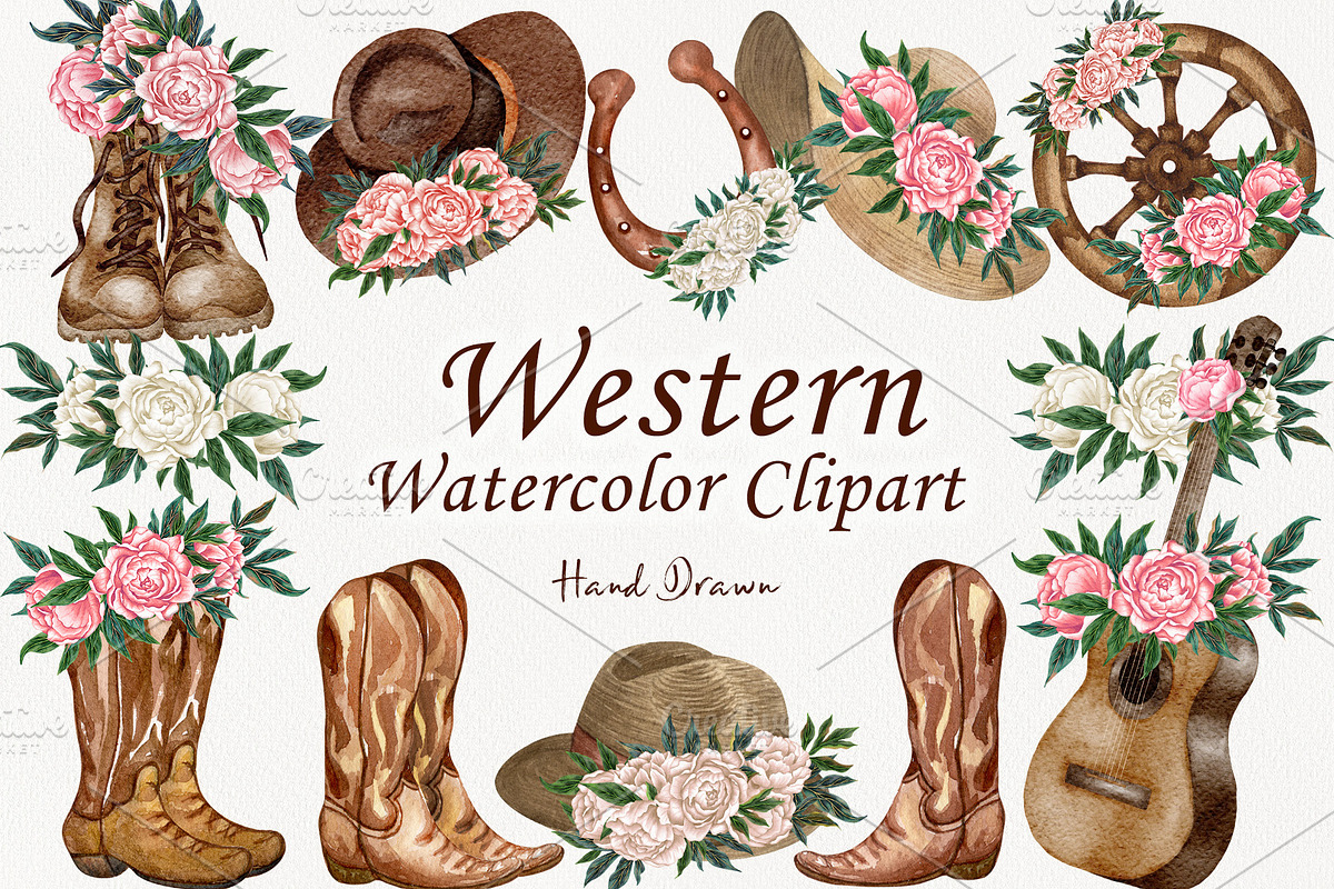 Western Cowboy Boots Watercolour Cli, a Decorative Illustration by BarvArt (Photo 7 of 7)