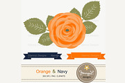 Orange and Navy Digital Papers, a Pattern Graphic by JennyL Designs (Thumbnail 2 of 3)