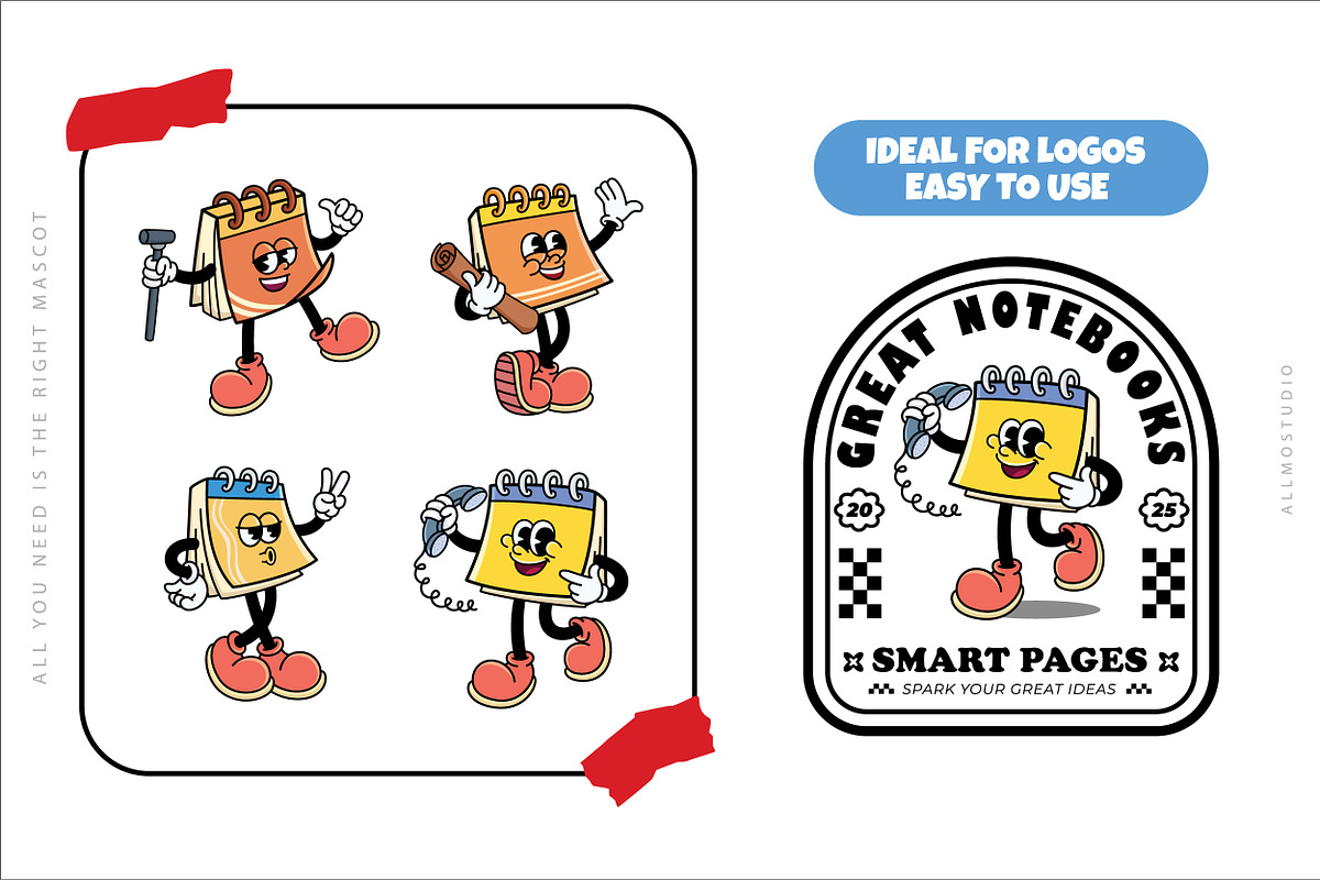Notepad Mascot Characters, an Object Illustration by Allmostudio (Photo 5 of 5)