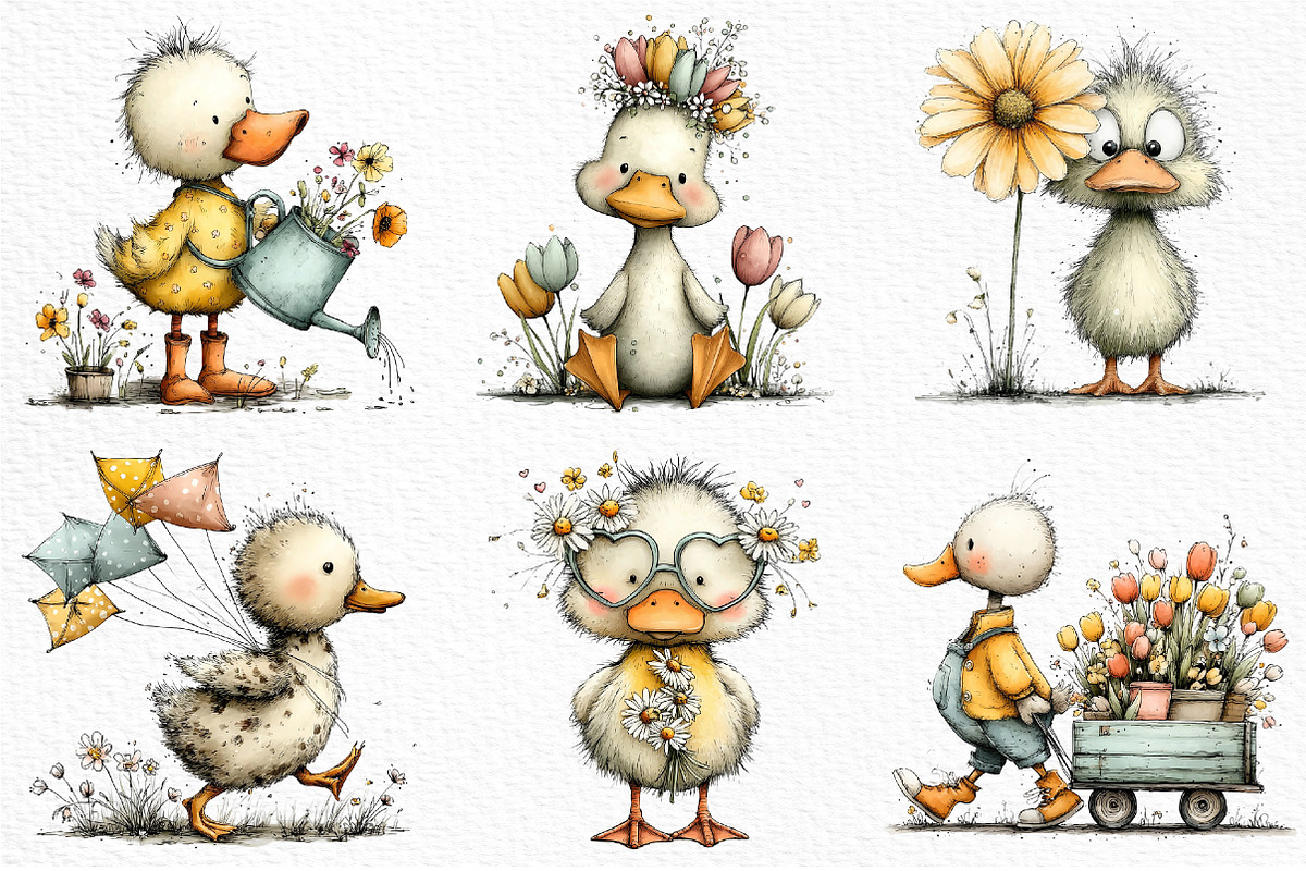 Quirky Spring Duck Clipart Png, an Illustration by Craft Nest (Photo 3 of 11)