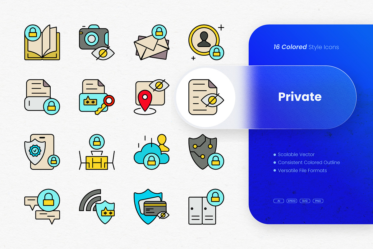 Private Colored Icons, an Outline Icon by cidcud_graphic