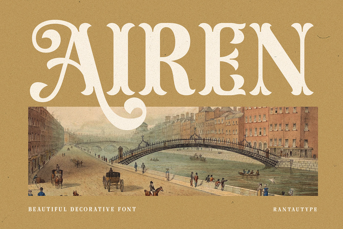 Airen Decorative Display font, a Serif Font by RantautypeStudio (Photo 1 of 15)