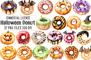 Donut Clipart Halloween Donut, an Illustration by CraftArtStudio (Thumbnail 1 of 6)