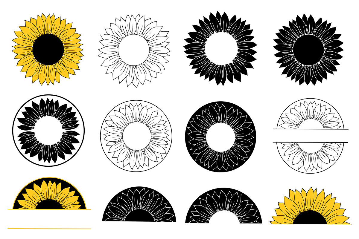 Sunflower graphic.Sunflower monogram, a Texture Illustration by ...