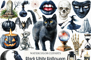 Watercolor Black White Halloween, an Illustration by Craft Nest (Thumbnail 1 of 6)