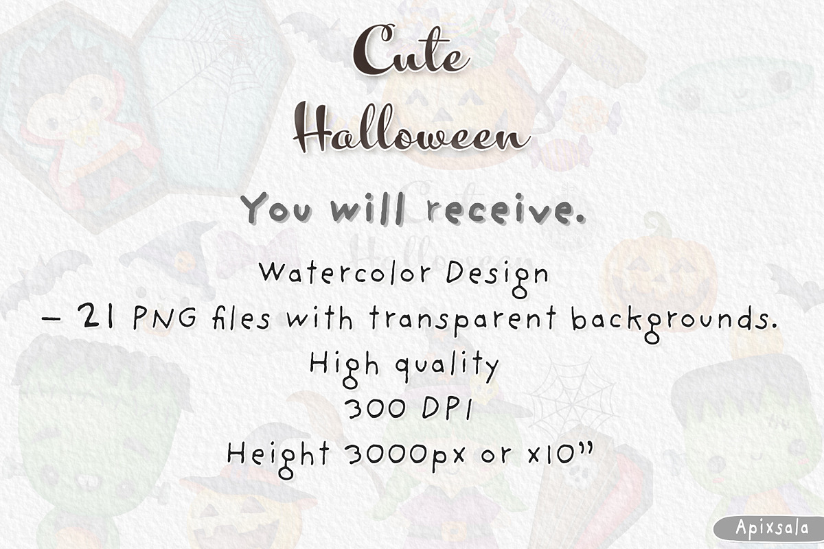 Cute Halloween Watercolor Clipart, a Person Illustration by Apixsala (Photo 7 of 7)