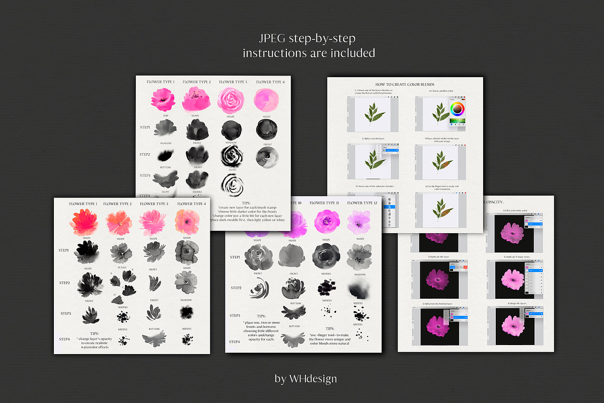 Watercolor Flowers Procreate Creator, a Brush Add-On by whiteheartdesign (Photo 4 of 8)