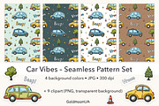 Car Vibes Patterns & Clipart, a Transportation Illustration by GoldmoonUA (Thumbnail 1 of 5)