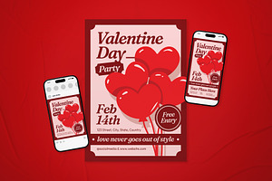 Valentine Day Party Event Flyer Set, a Flyer Template by The Good Store