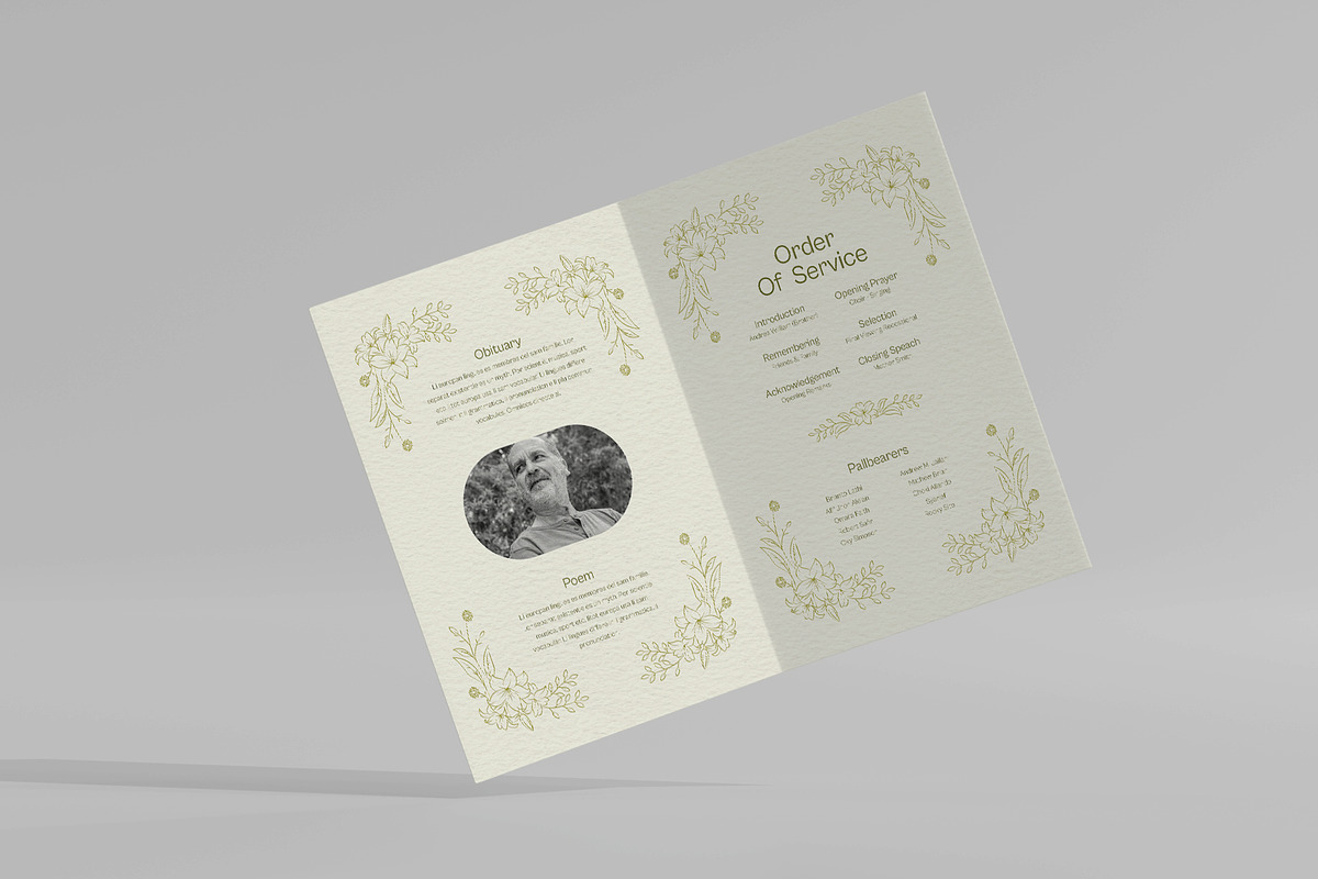 Simple Floral Funeral Program, a Brochure Template by Neermana (Photo 4 of 4)