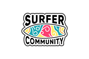 Colorfull Ethnic Surfer Club Logo