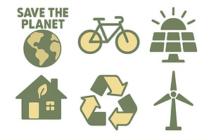 Eco icon sets featuring earth, bicyc, an Illustration by Dvoevnore photos