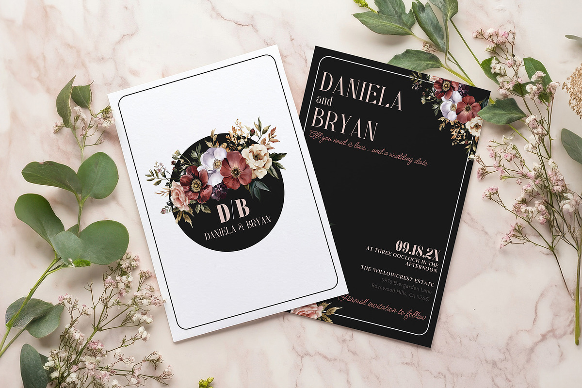 Dutch Style Black Wedding Invitation, an Invitation Template by Hotpin (Photo 2 of 5)