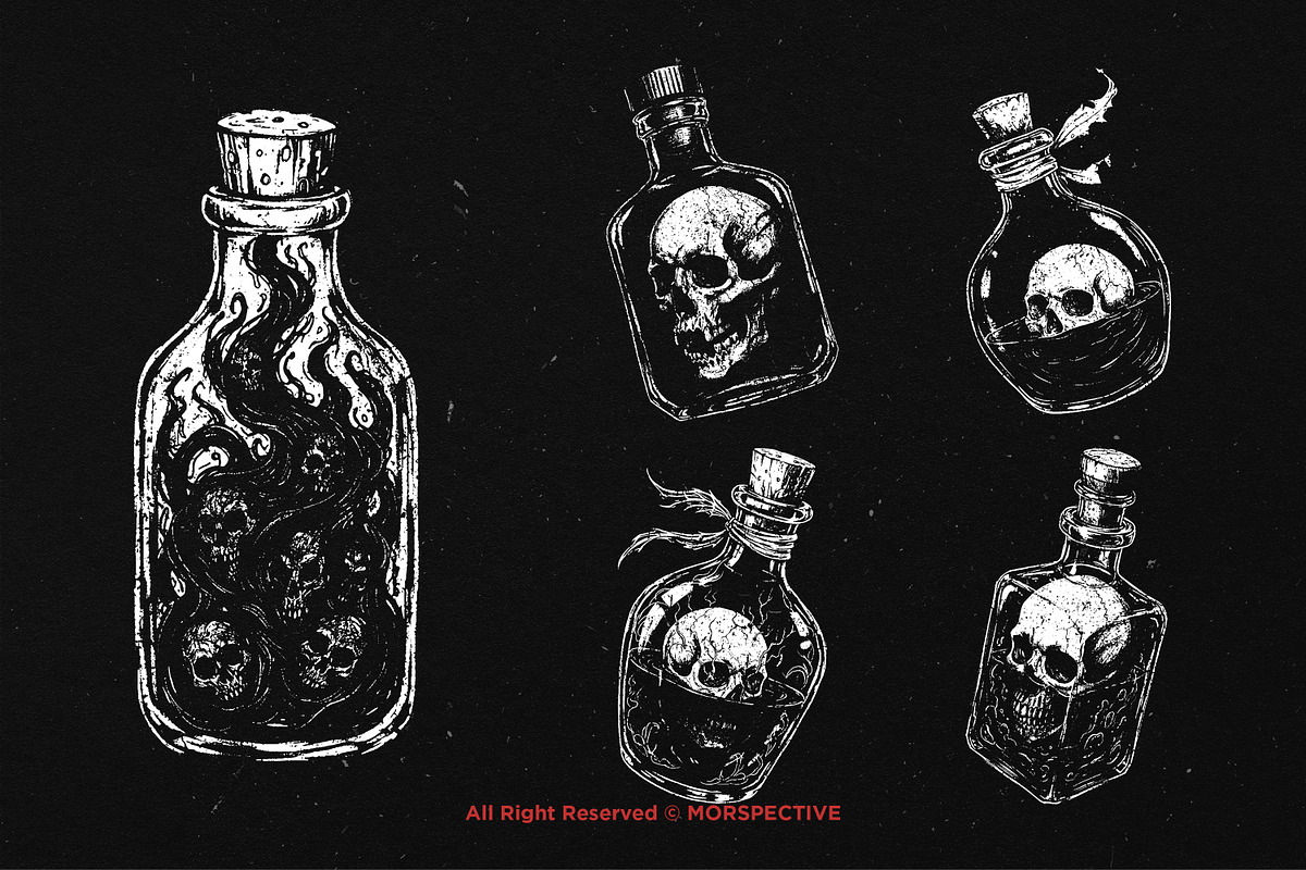 10 Bundle Dark Art Skull Potion, an Illustration by Morspective (Photo 5 of 7)