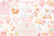 Watercolor Pink Goose Clipart, an Illustration by Pink Studio Art (Thumbnail 1 of 8)