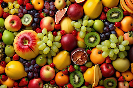 Set of juicy summer fruits to use as wallpaper. Generative AI, a Food & Drink Photo by José Manuel Gelpi