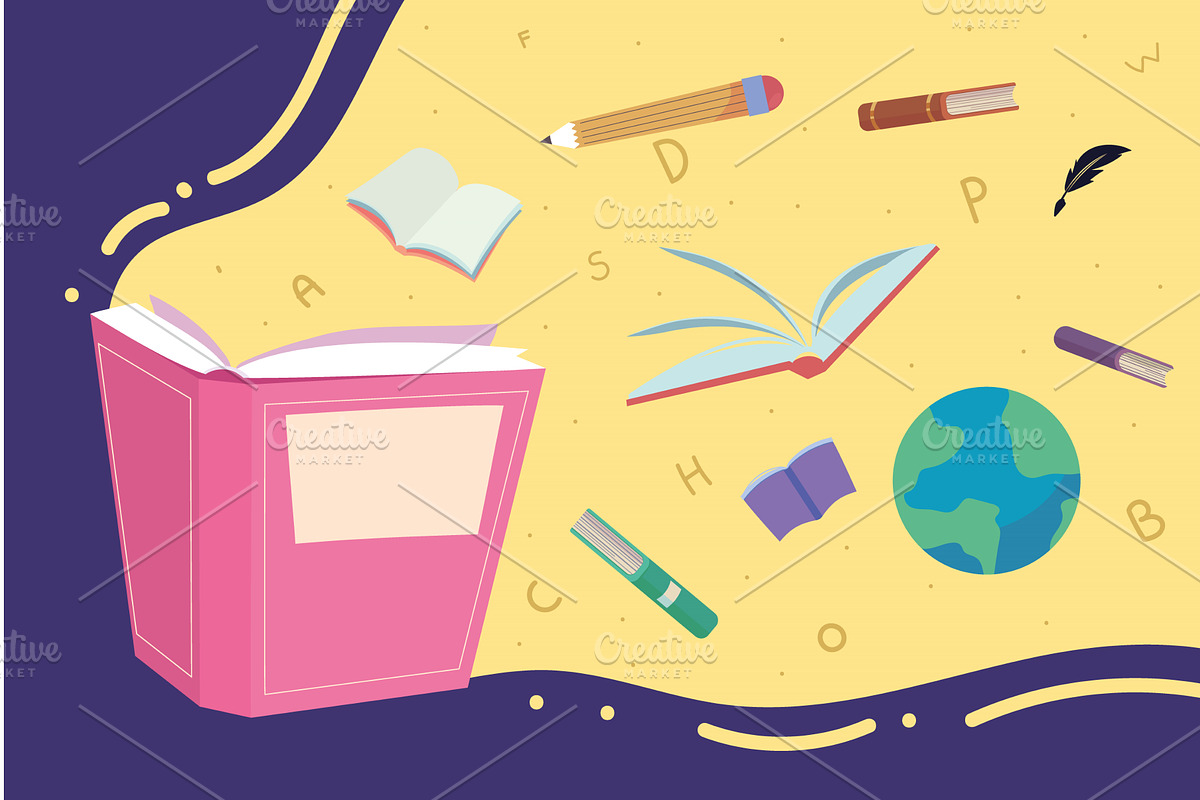 international literacy day, books, an Object Illustration by studiogstock