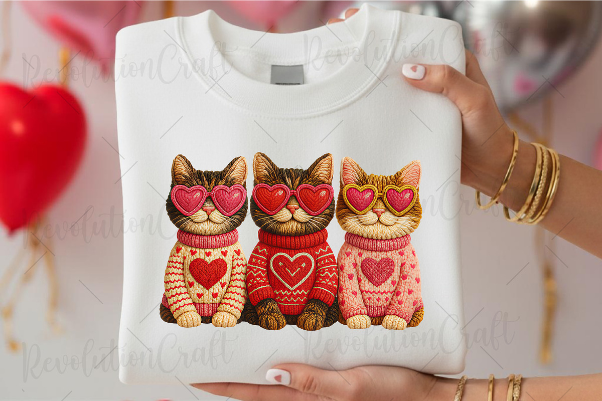 Faux Crochet Valentines Cats Png, an Illustration by OK Design (Photo 2 of 6)