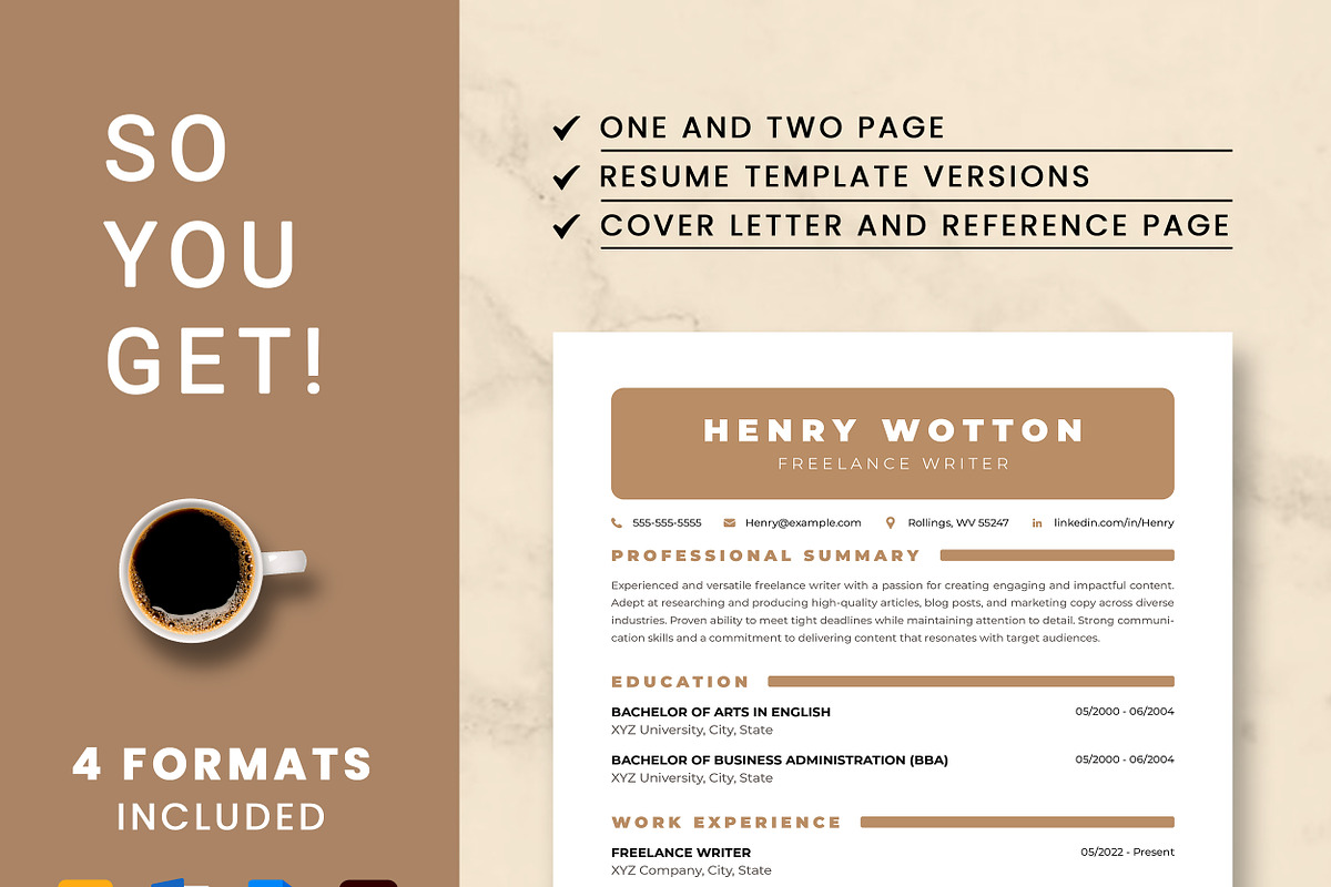 Freelance Writer Resume Template, a Resume Template by ResumeInventor (Photo 8 of 9)