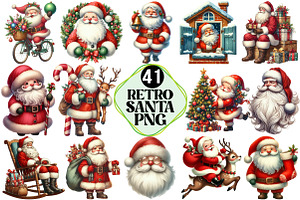Retro Santa Clipart, an Illustration by Pixels.Craft