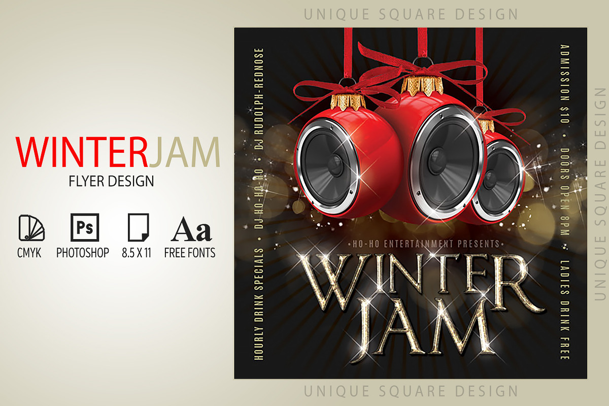 5x5 Square Winter Jam Flyer, a Flyer Template by potterDesigns (Photo 1 of 2)