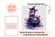 Purple Magic Halloween Witch, a Seasonal Illustration by Whimsy & Wishes (Thumbnail 3 of 3)