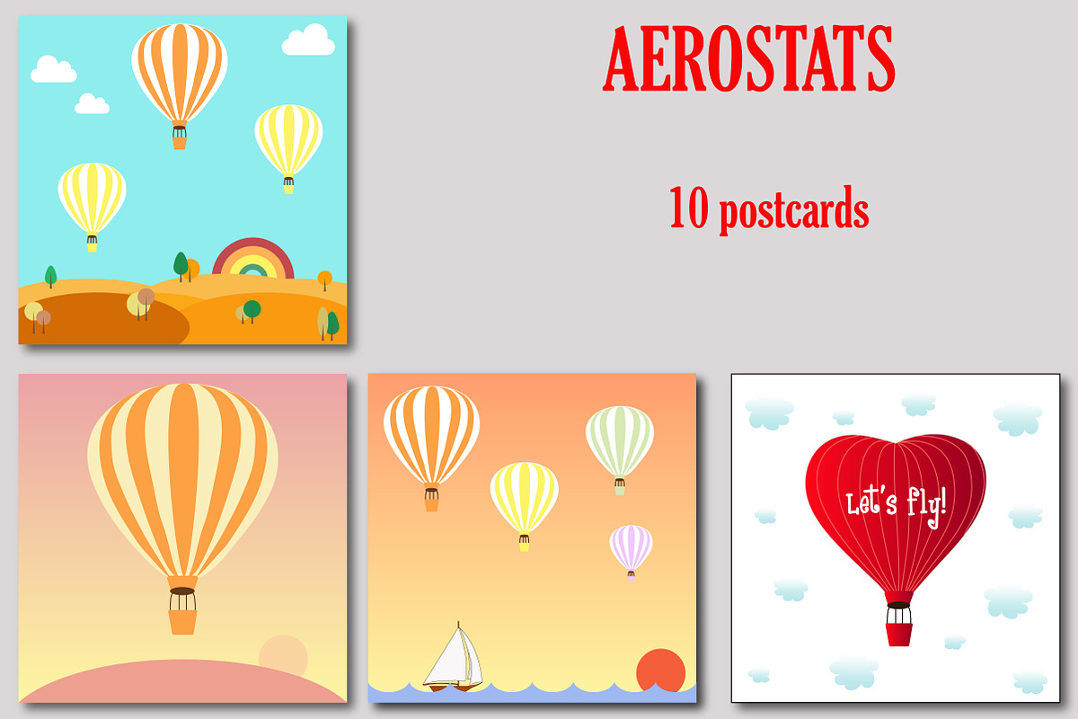 Set of hot air balloons, aerostats, a Seasonal Illustration by Orangepencil (Photo 4 of 5)
