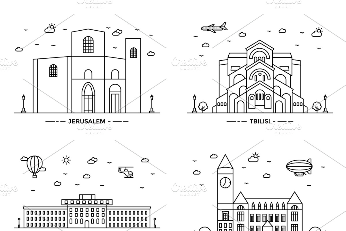 Landmarks lllustration line icons, an Icon by Dinosoftlabs (Photo 2 of 2)