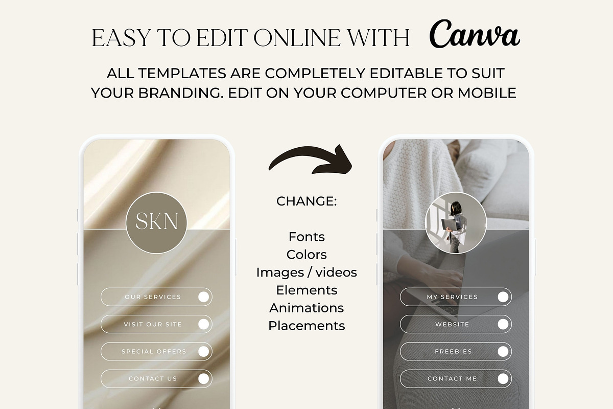 SKINCARE Link In Bio Canva, a Social Media Template by Studio Suvelle (Photo 3 of 6)